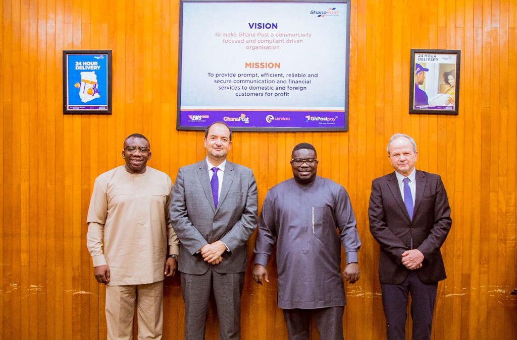 On Monday 17th January 2021, two Consultants from France and Belgium paid a working visit to the MD of Ghana Post (Bice Osei Kuffuor).